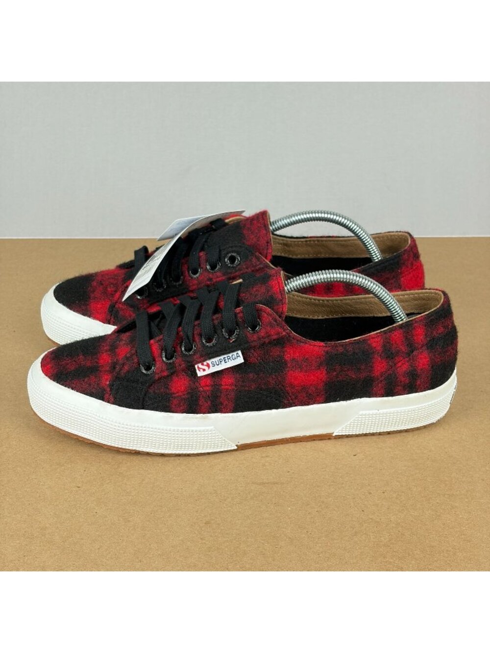 Superga Fantasia Buffalo Plaid Wool Sneakers Womens 9 Red Black Low Top